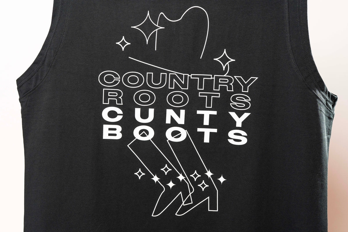Country Roots Cunty Boots Cut Off Tee