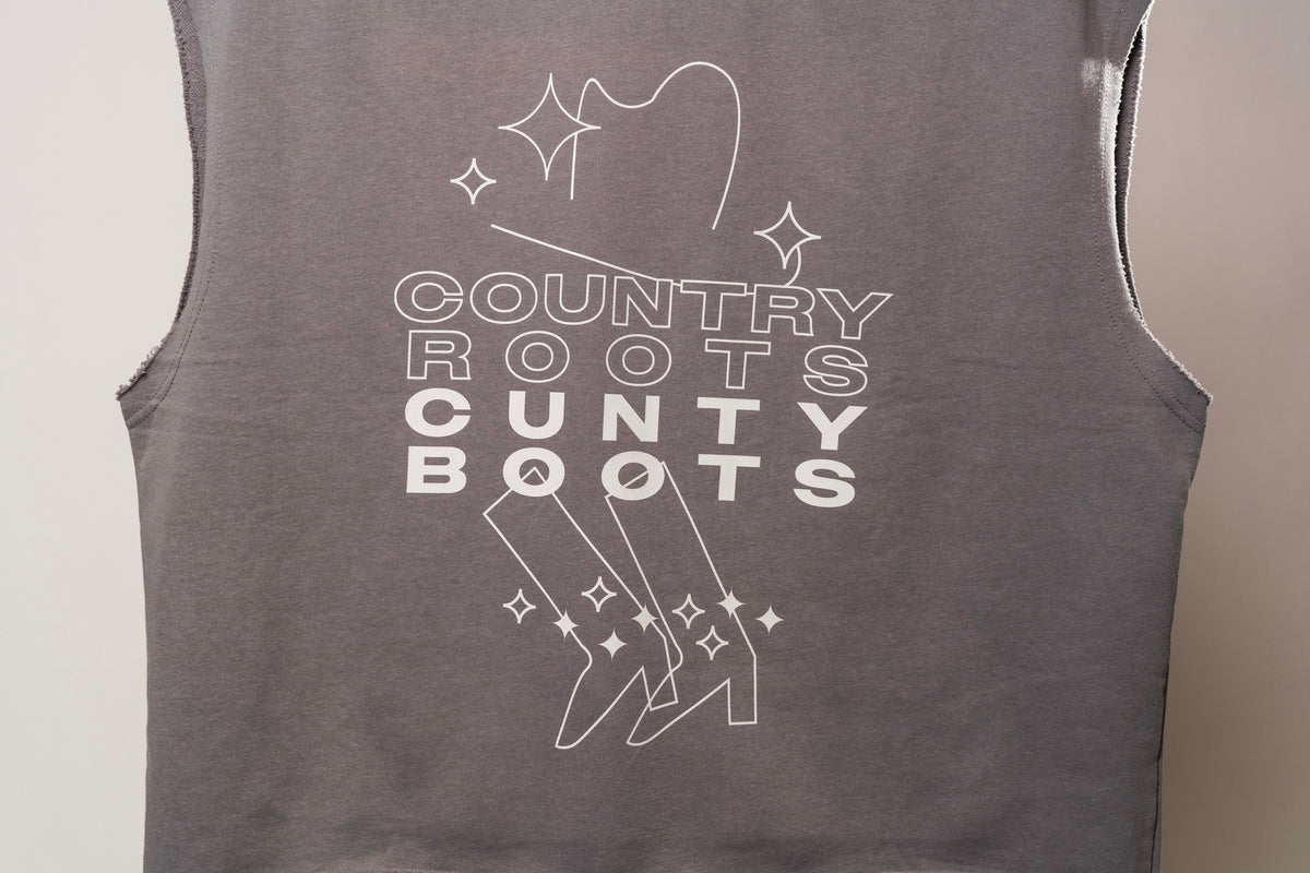 Country Roots Cunty Boots Cut Off Crop Tee