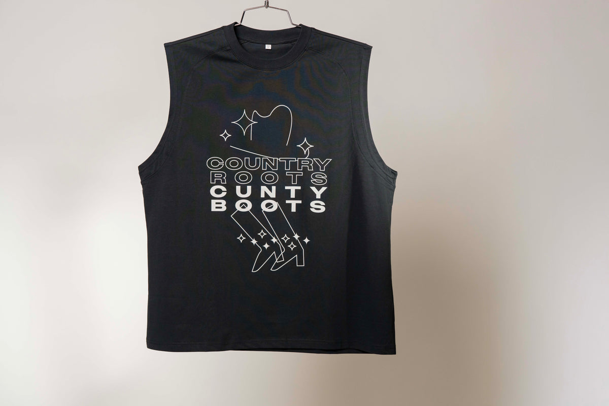 Country Roots Cunty Boots Cut Off Tee